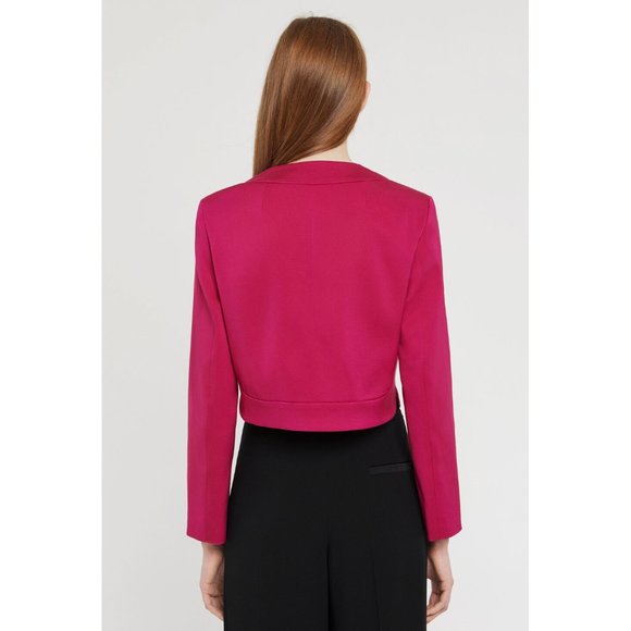 NWT Paule Ka Cropped Ottoman Stretch Jacket in Fuschia 14 - Picture 4 of 9